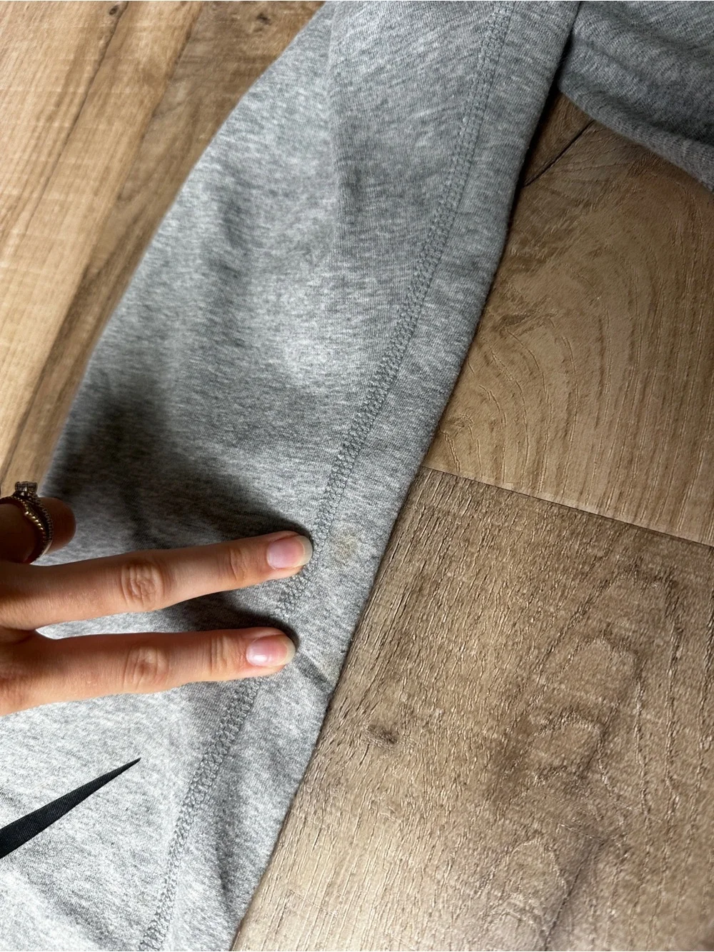 Nike Grey Leggings with Black Swoosh and Logo Waistband